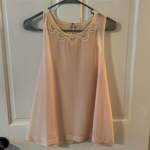 Madewell Cream Pink Sleeveless Lace-Trim Tank